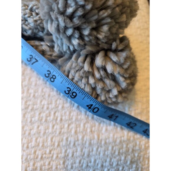 Knitted Gray Skinny Scarf & Beanie Hat Set With Pom-Poms By Rampage - Picture 4 of 4